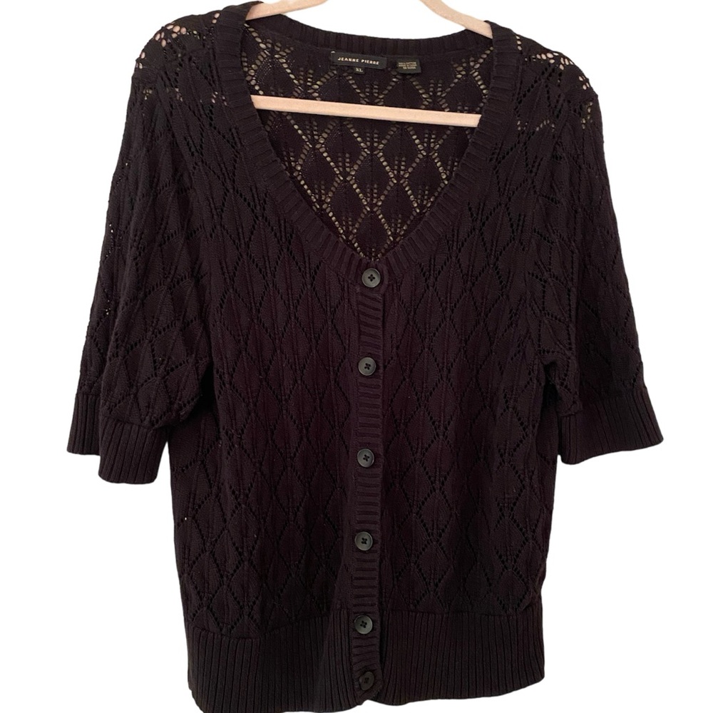 XL Black Short Sleeve Cardigan. - Picture 3 of 4